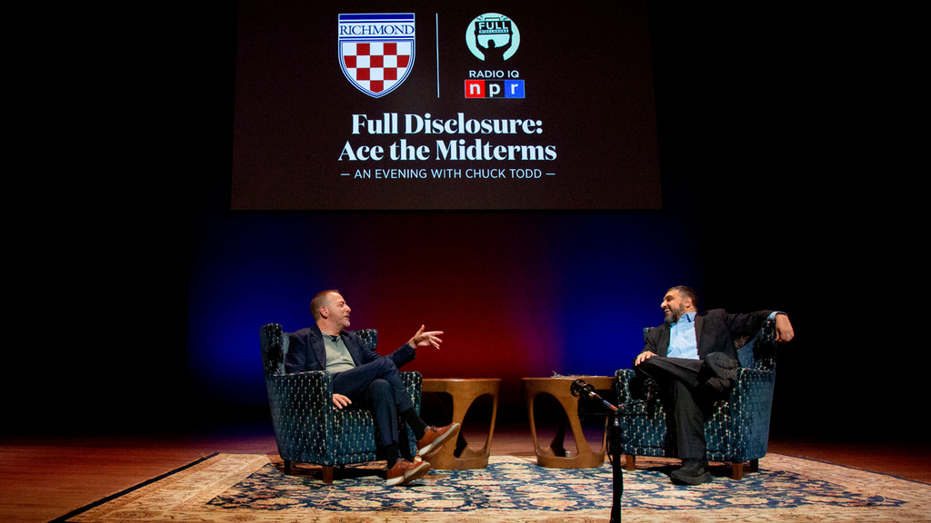 Chuck Todd and Roben Farzad on campus