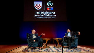 Chuck Todd and Roben Farzad on campus