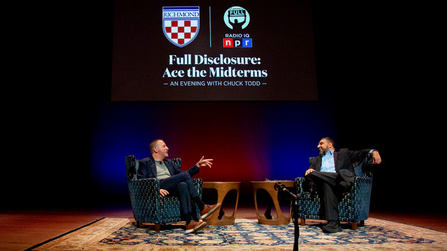Chuck Todd and Roben Farzad on campus
