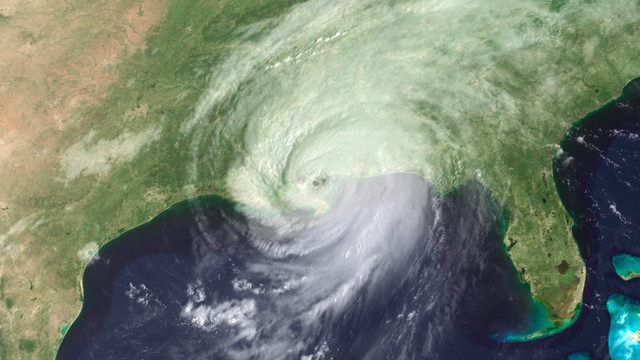 NASA image of Hurricane Katrina making landfall in 2005