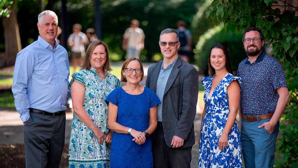 Left to right: David and Laura Cramer, Sandra Peart, Christopher von Rueden, and Melissa and Alex Cramer