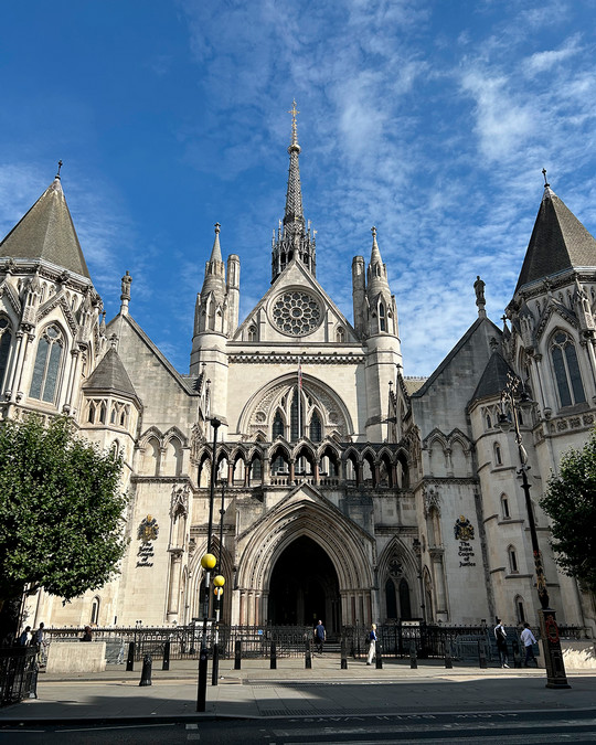 Facade of the Royal Courts of Justice in London