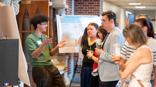 Senior Daniel Polonia presenting his research at the Jepson Research Symposium on April 17, 2026