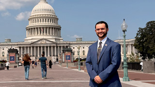 Senior CJ Blastos in front of the U.S. Capitol