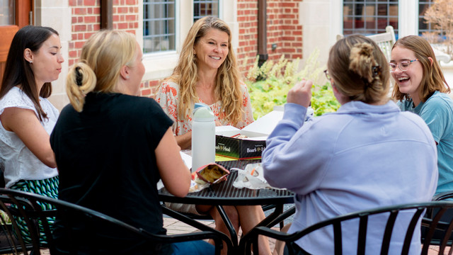 Emmeline Reeves and law students outside