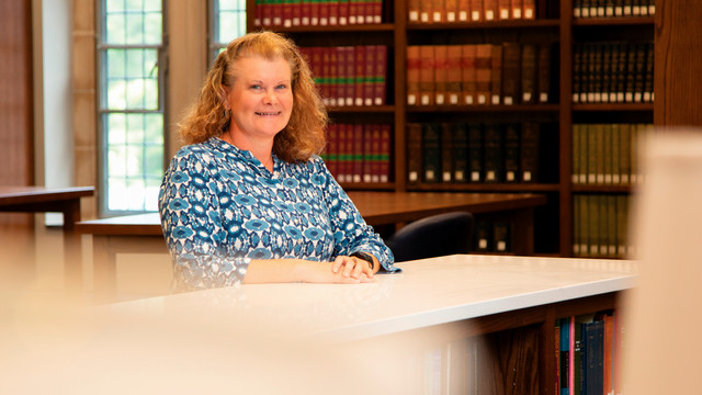 Professor Kristen Osenga in the law library at Richmond law.