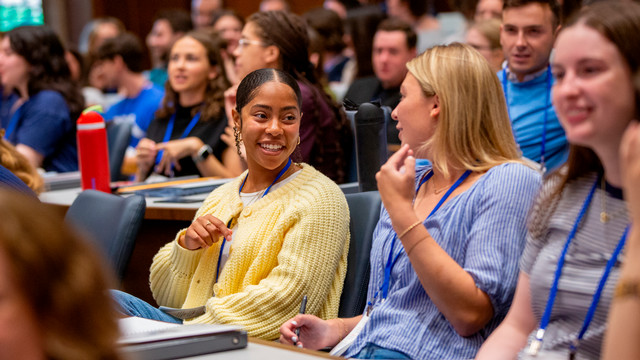 Law students sit in a class orientation at the University of Richmond school of law