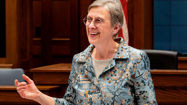 Katharina Pistor of Columbia University speaks at the 2025 Emroch Lecture