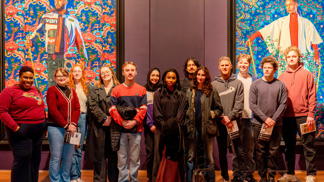 Law students, with professor Marissa Jackson Sow, visit an exhibit at the Virginia Museum of Fine Arts