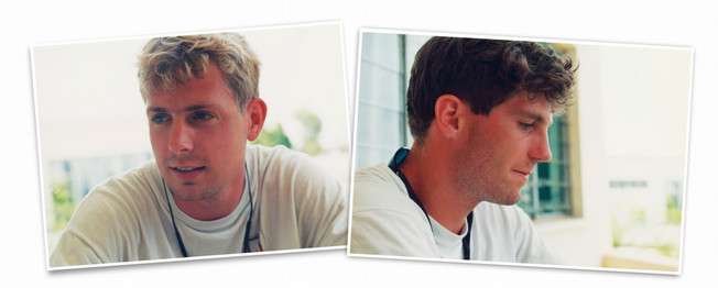 Two old photos of Mark and Dave taken during their original trip to Tanzania.