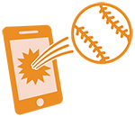 graphic of baseball coming out of a mobile phone