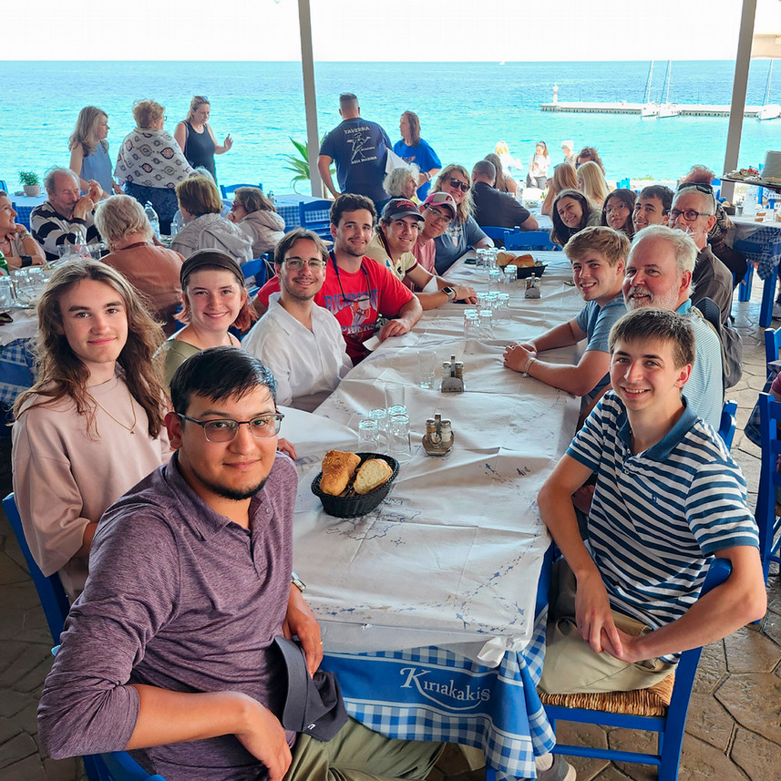 The group at dinner on the island of Aegina
