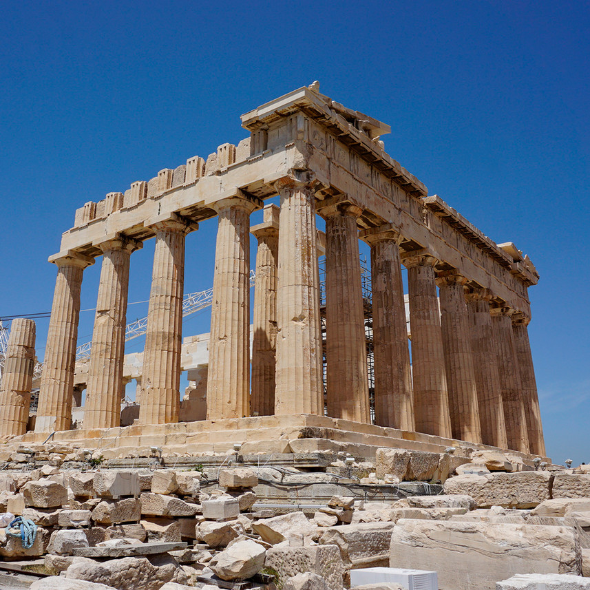 View of the remains of the Parthenon in Athens, Greece