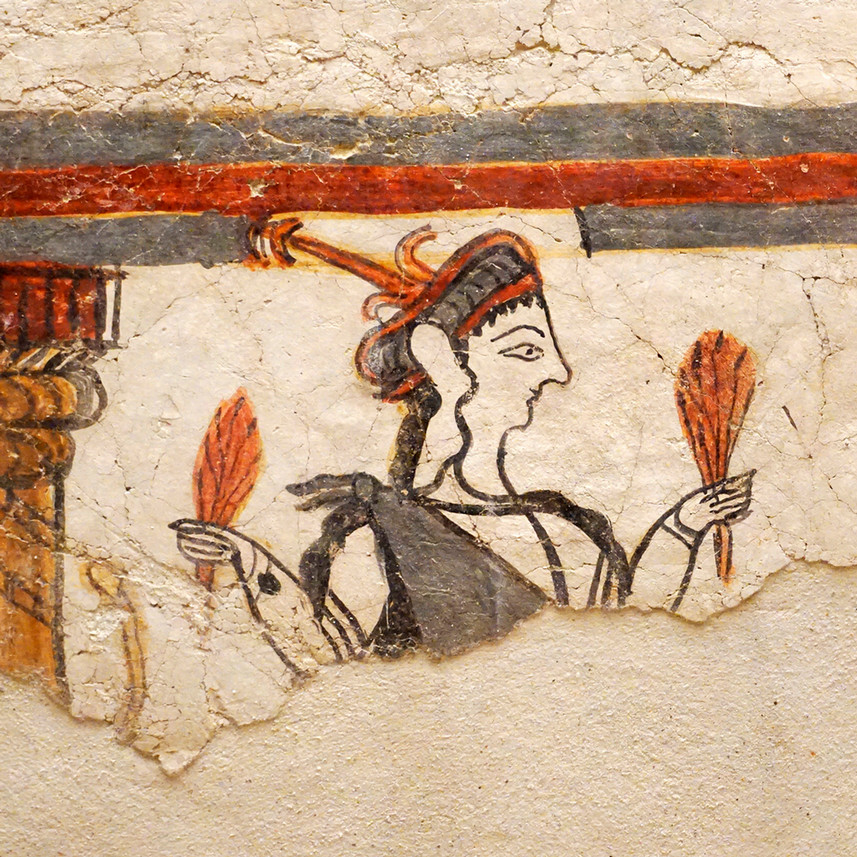 Portion of a fresco painting at the Mycenae Archaeological Museum in Greece