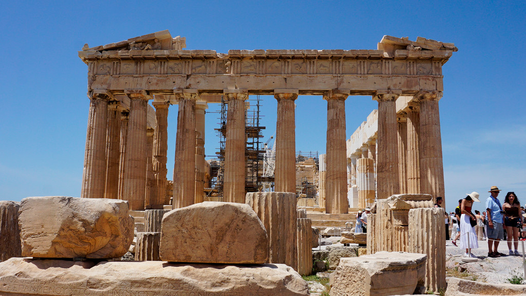 View of the remains of the Parthenon in Athens, Greece