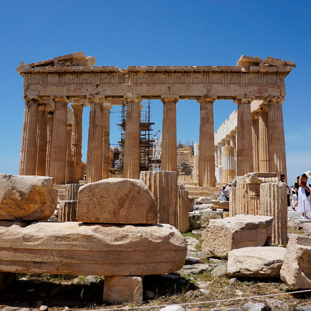 View of the remains of the Parthenon in Athens, Greece