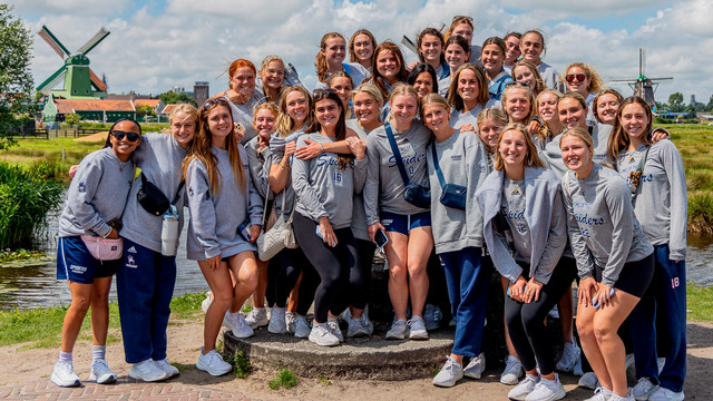 The women's lacrosse team during their summer trip to the Netherlands