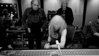 Musicians Danny Kortchmar, Waddy Wachtel, and Steve Postel in a recording studio