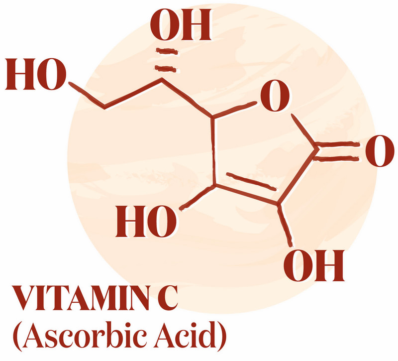A diagram of the molecular structure of Vitamin C