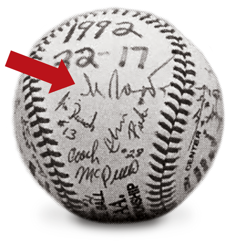 Baseball signed by Mikhail Gorbachev in 1993