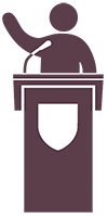 graphic of person speaking at podium