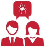 graphic of man and woman sharing a speech bubble containing a spider