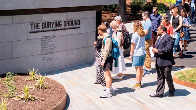Visitors come to see the new Burying Ground memorial site