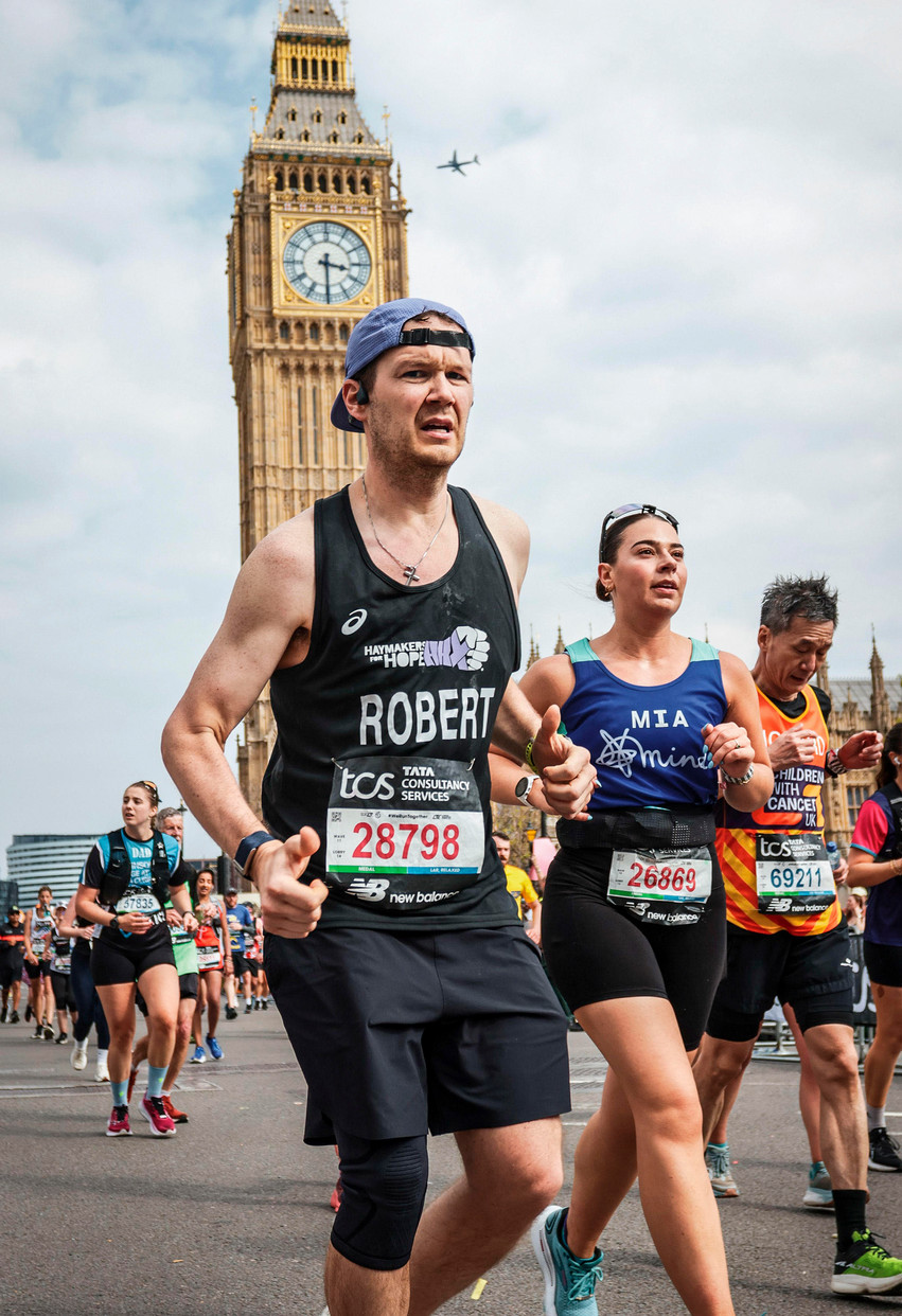 Robert Drewry, ’12 and L’16, competing in the London Marathon