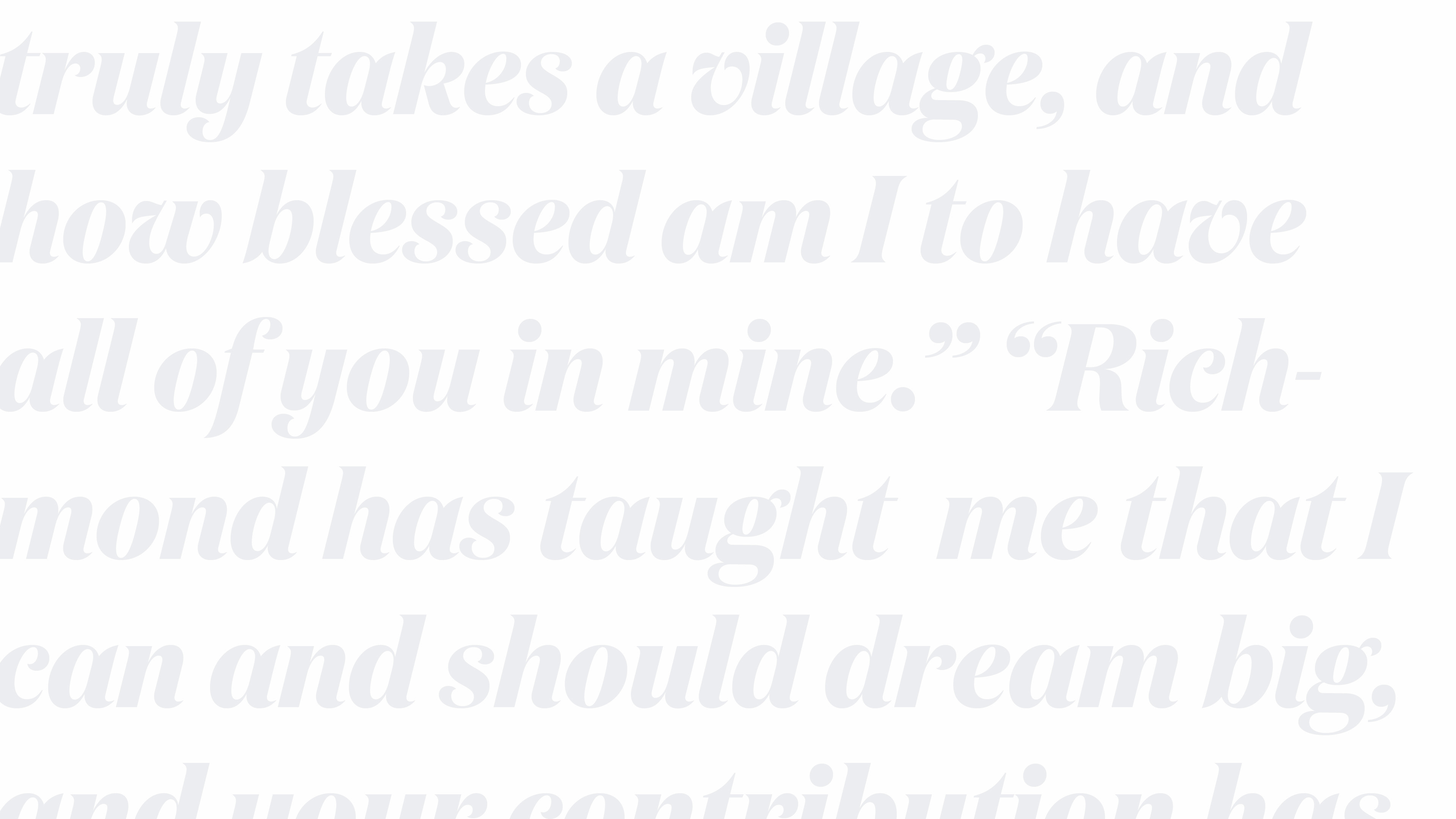 A white block with a text overlay. The text is low contrast and is used to create a texture, and is an excerpt from a letter. The visible copy reads: 