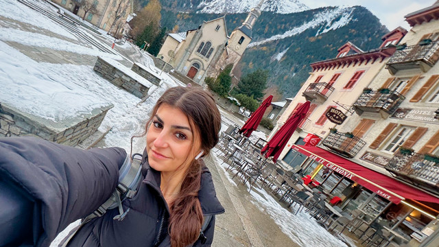 Josie Mastandrea, ’26, at the base of Mont Blanc in Chamonix, France