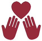 Graphic of hands held out with a heart above them