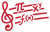 Graphic of music staff bar with math equations