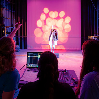 Students experiment with lighting in the lighting lab.