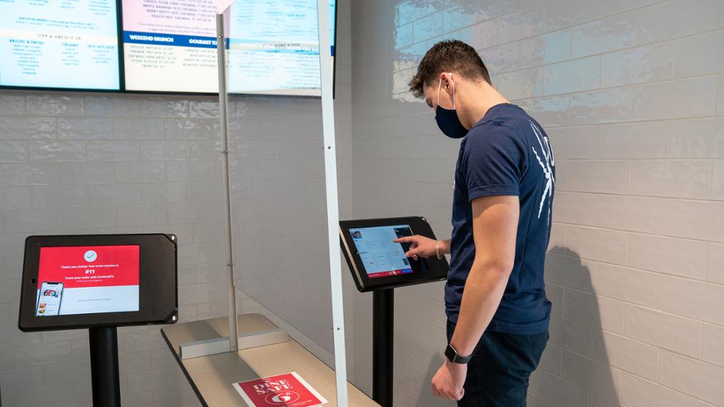 Ordering food at a kiosk