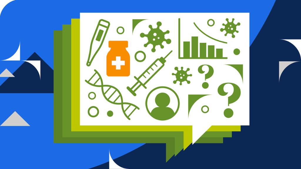 Illustration of the COVID-19 virus and medicine