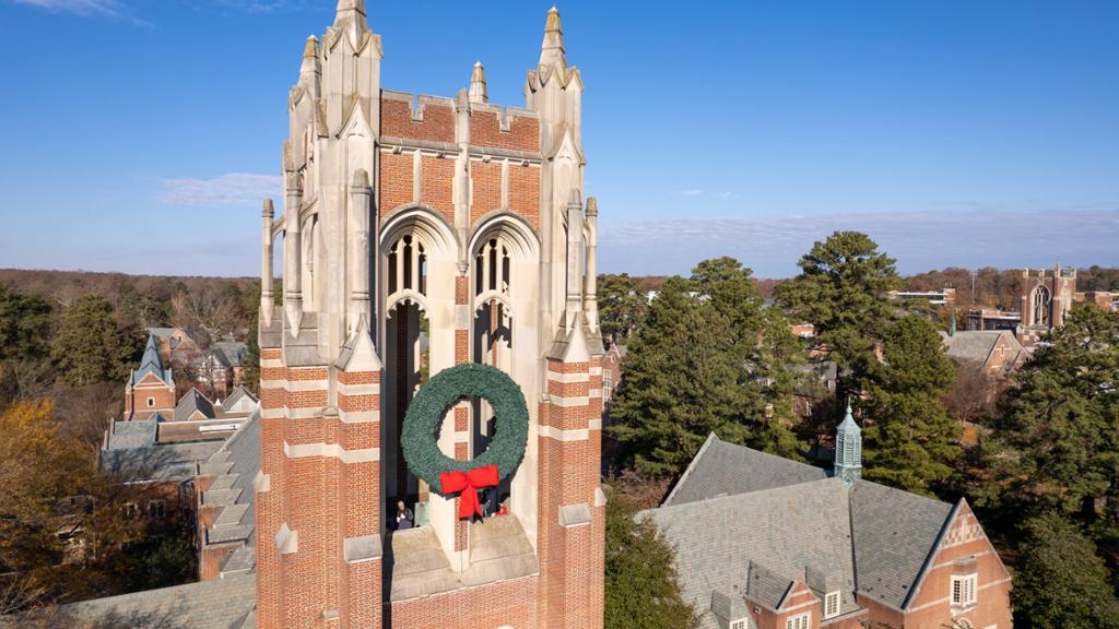 wreath on boatwright tower