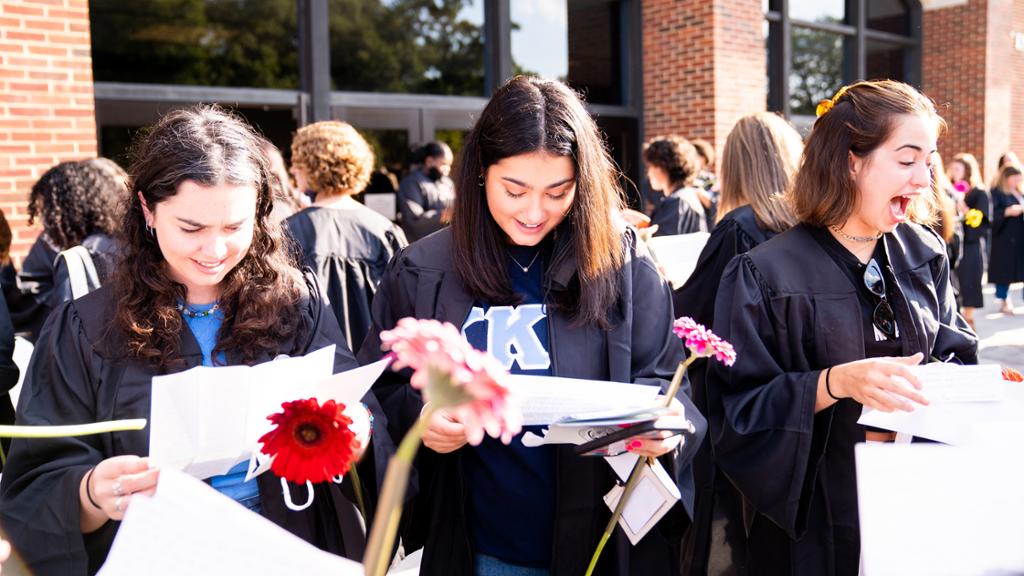 Westhampton students reading their letters