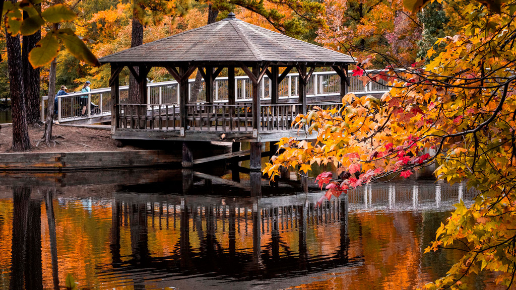 Gazebo at Westhampton Lake at the University of Richmond
