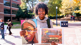 UR student at Hip Hop Week art walk