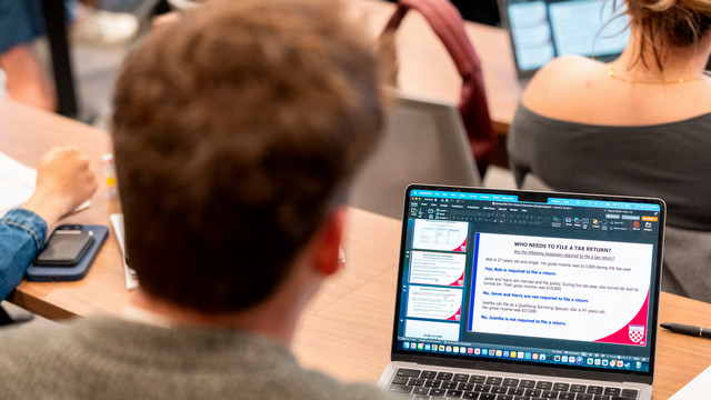 University of Richmond students in a tax preparation class