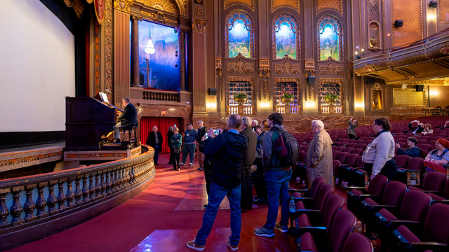 Members of the Society for American Music conference at the Byrd Theatre in Richmond