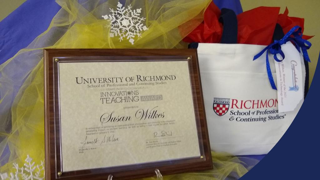 Innovations in Teaching Award plaque & prize bag