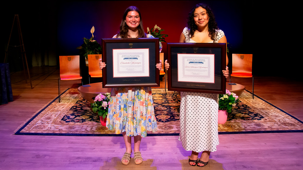 A&S Outstanding Senior Award recipients Charlotte Nofsinger and Denis Velazquez-Mondragon