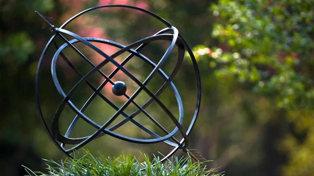 Spherical sculpture outside of the science center.