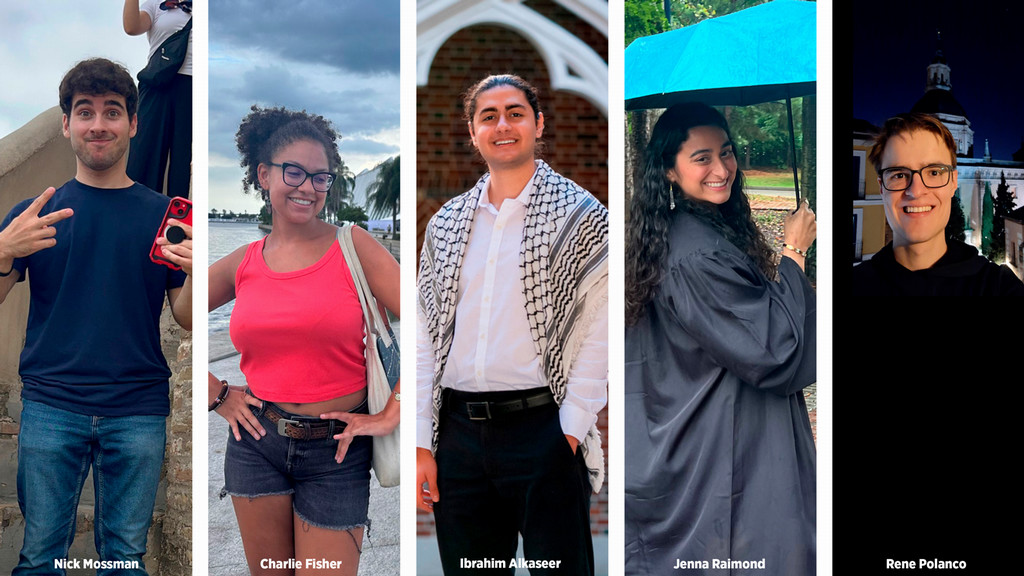2026 student award winners: Nick Mossman, Charlie Fisher, Ibrahim Alkaseer, Jenna Raimond, and Rene Polanco.