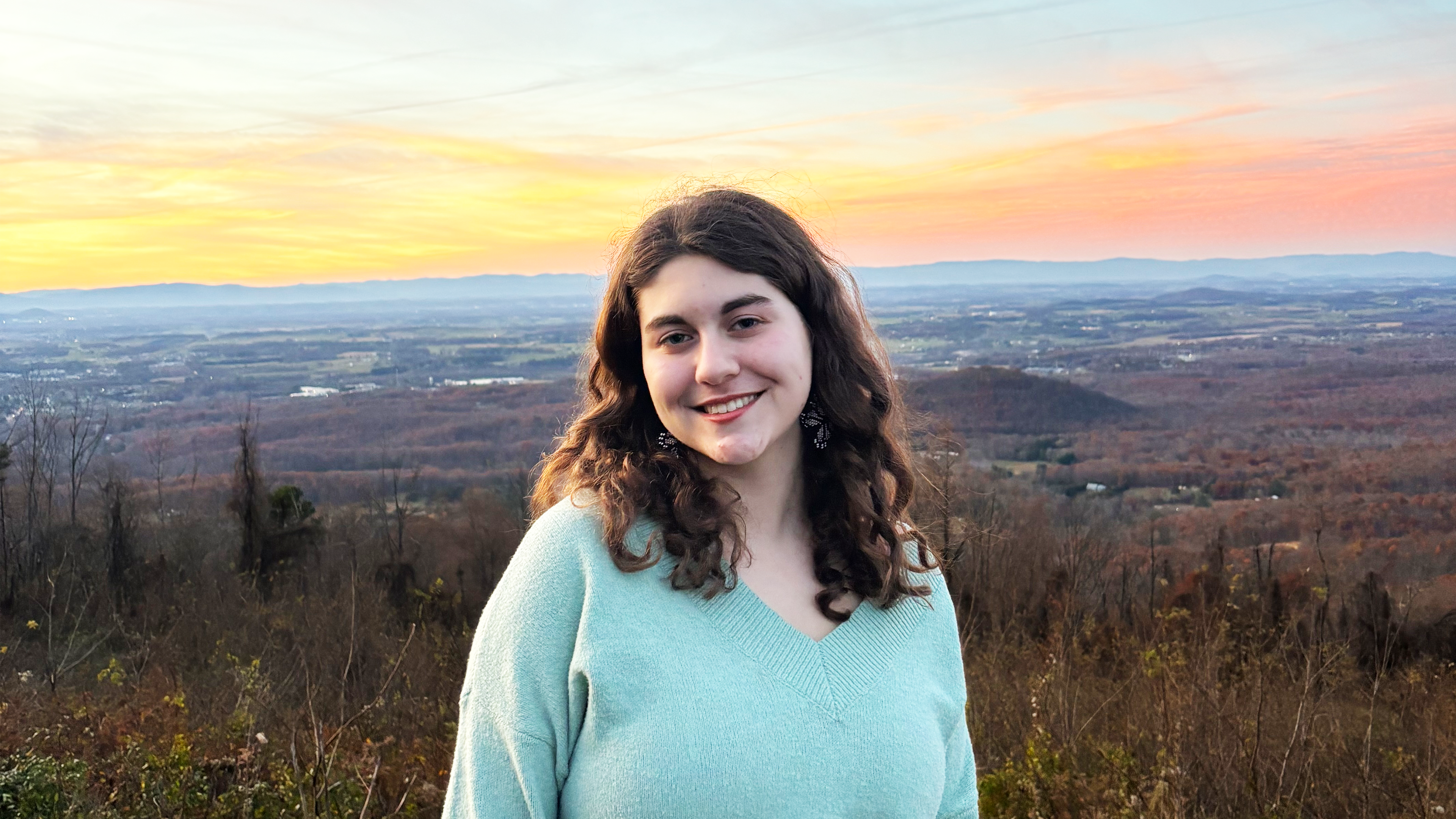 Maya Tarnoff with sunset in background