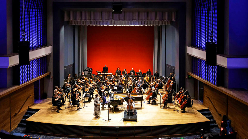 The UR Symphony Orchestra performs on the stage of Camp Concert Hall