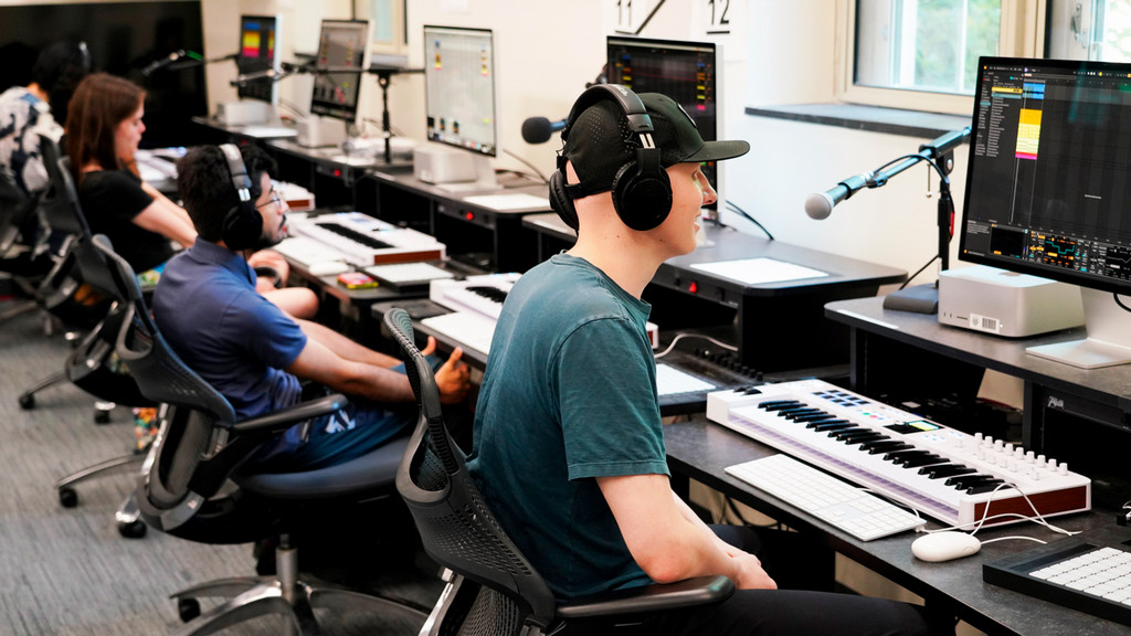 UR students working on projects in the Music Tech Lab