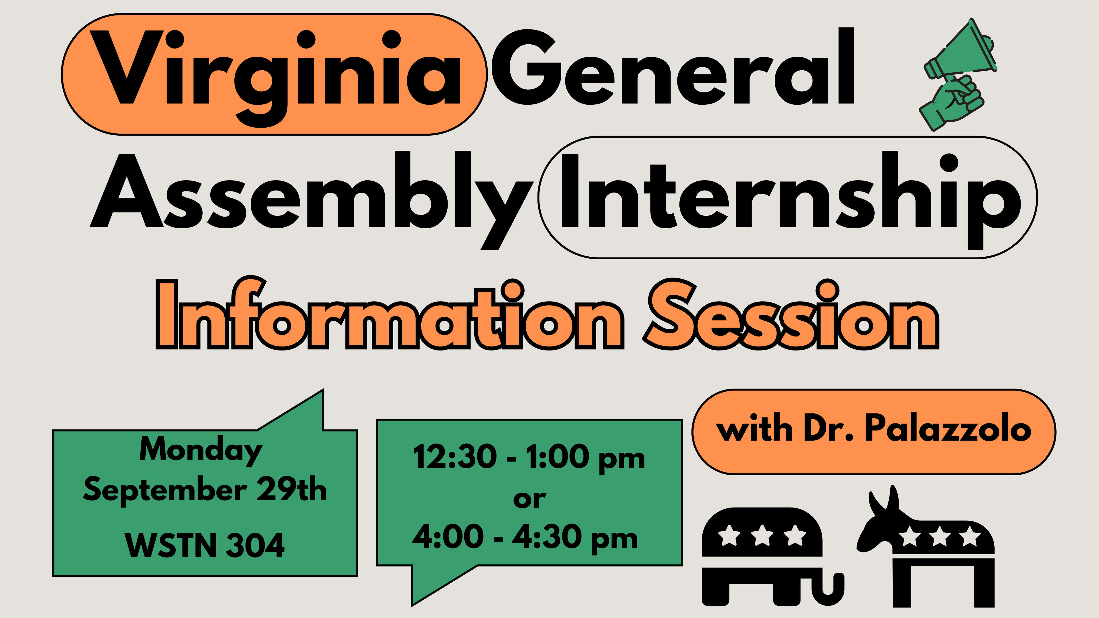poster of Virginia General Assembly Internship information sessions