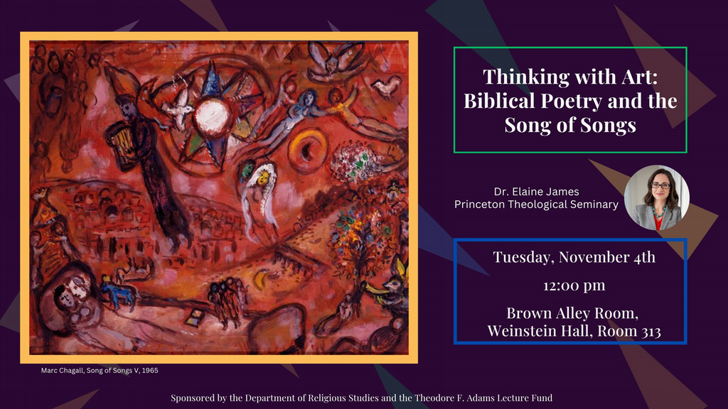 Flyer for event featuring Song of Songs V by Marc Chagall